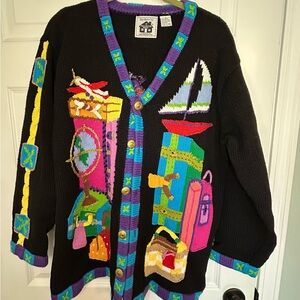 Colorful Travel Themed Cardigan